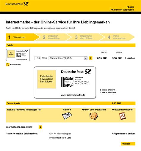 deutsche post online franken.